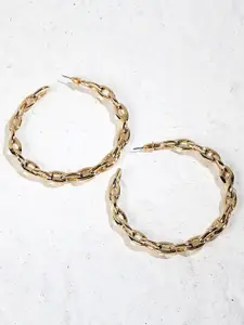 Kazo Gold-Plated Contemporary Half Hoop Earrings