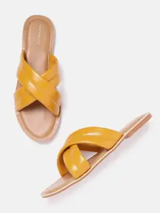 Allen Solly Women Mustard Yellow Open Toe Flats