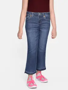 Levis Girls Navy Blue Wide Leg Light Fade Stretchable Cropped Jeans