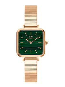Daniel Wellington Women Quadro Studio 22mm Green Dial Square Analogue Watch- DW00100520