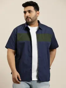 Sztori Plus Size Pure Cotton Colourblocked Casual Shirt