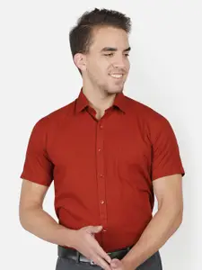 Southbay Men Rust Smart Tailored Fit Linen Cotton Formal Shirt