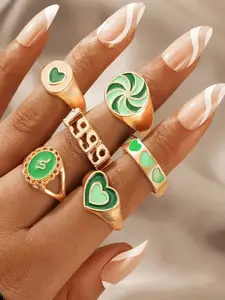 Jewels Galaxy Set Of 6 Gold-Plated Finger Rings