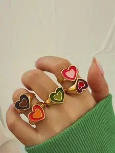 Jewels Galaxy Set Of 5 Gold-Plated Adjustable Fingers