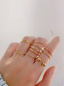 Jewels Galaxy Set of 5 Gold-Plated Finger Rings