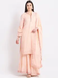 Stylee LIFESTYLE Peach-Coloured Embroidered Unstitched Dress Material