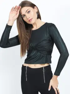 Tokyo Talkies Black Twisted Crop Top