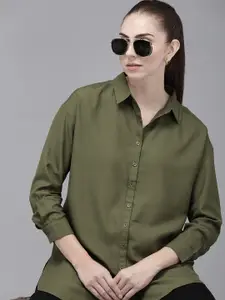 The Roadster Lifestyle Co. Women Solid Boxy Opaque Casual Shirt