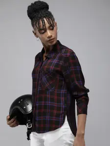 The Roadster Lifestyle Co. Women Boxy Opaque Checked Casual Shirt