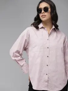 The Roadster Life Co. Geometric Printed Pure Cotton Boxy Casual Shirt