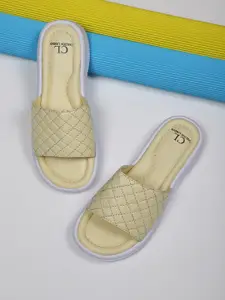 Carlton London sports Women Yellow Quilted Sliders