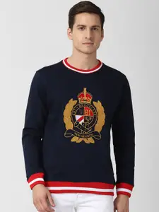 Van Heusen Sport Men Navy Blue Printed Sweatshirt