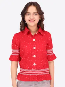 CUTECUMBER Girls Red Print Shirt Style Top