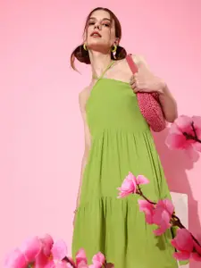 4WRD by Dressberry Women Dress Lime Green Solid Halter Neck Dress