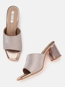 ELLE Rose-Gold Toned Shimmer Block Heels