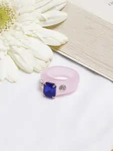 BEWITCHED Pink Rhinestone Studded Finger Ring