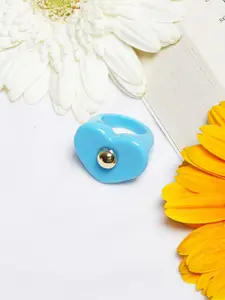 BEWITCHED Women Blue Heart Signet Finger Ring