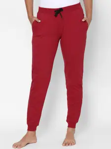 Allen Solly Woman Women Red Solid Pure Cotton Lounge Joggers