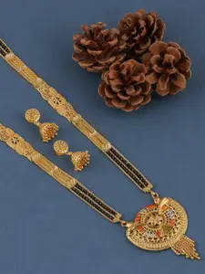 Brandsoon Women One Gram Gold Plated Mangalsutra with Earring Set