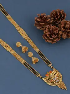 Brandsoon 1 Gram Gold-Plated Ethnic Mangalsutra With Earrings