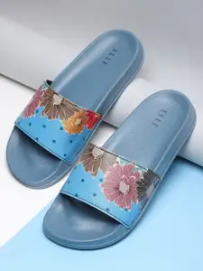 ELLE Women Blue & Pink Printed Sliders