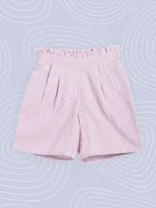 Allen Solly Junior Girls Lavender Striped Pure Cotton Shorts