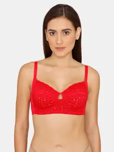 Zivame Red Abstract Non Padded Non Wired Bra