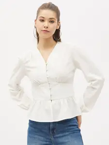Harpa White Cinched Waist Top