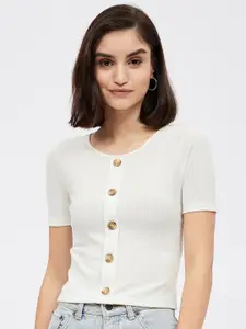 Harpa White Solid Crop Top