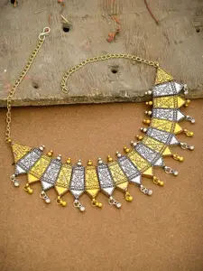 Silvermerc Designs Gold-Toned Brass Silver-Plated Oxidised Necklace