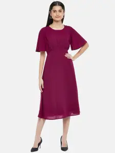 Annabelle by Pantaloons Women Red Solid A-Line Dress