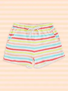 Pantaloons Junior Girls Multicoloured Striped Pure Cotton Shorts