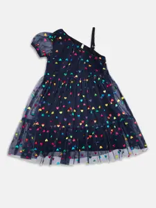 Pantaloons Junior Girls Navy Blue One Shoulder Dress