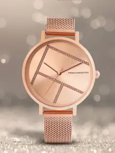 French Connection Women Rose Gold-Toned Embellished Dial & Rose Gold Toned Style Watch
