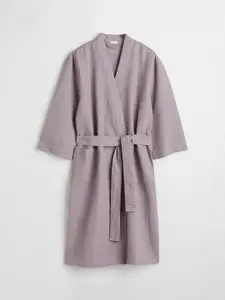 H&M H&M Women Purple Solid Waffled Dressing Gown