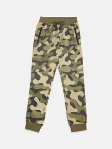 Pantaloons Junior Boys Olive-Green Camouflage Printed Pure Cotton Joggers