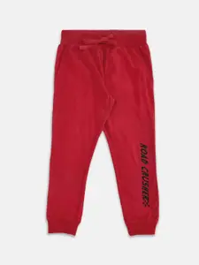 Pantaloons Junior Boys Red Solid Pure Cotton Joggers