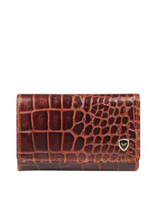 CALFNERO Women Brown Textured Leather Three Fold Wallet