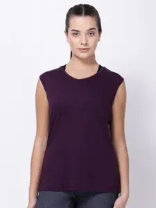 STUDIOACTIV Women Purple Solid T-shirt