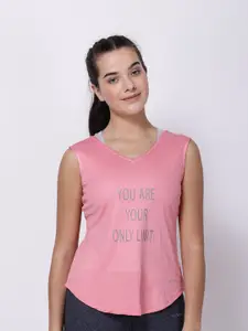 STUDIOACTIV Women Pink & Grey Printed Outdoor T-shirt