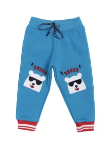 Bodycare Kids Infant Boys Blue & Red Graphic Printed Cotton Joggers