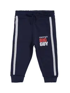 Bodycare Kids Boys Navy Blue & Grey Printed Cotton Joggers