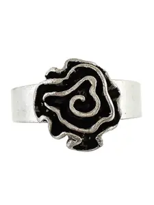 Silvermerc Designs Oxidised Silver-Plated Rose Ring