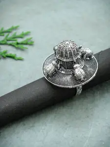 Silvermerc Designs Oxidised Silver-Plated Charminar Finger Ring