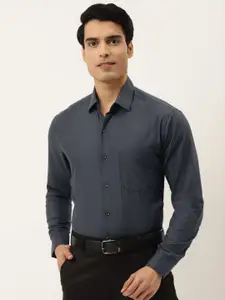 JAINISH Men Charcoal Grey Regular Fit Classic Cotton Blend Formal Shirt