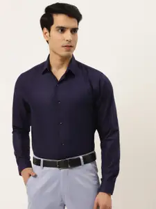 JAINISH Men Navy Blue Solid Slim Fit Classic Formal Shirt
