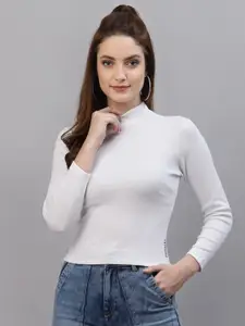 Friskers White Solid Crop Top
