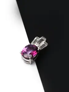 HIFLYER JEWELS 925 Sterling Silver Rhodium-Plated Pink & White Topaz Studded Pendant