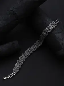 SOHI Men Black Silver-Plated Armlet Bracelet