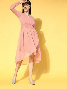 plusS Pink Georgette Empire Dress